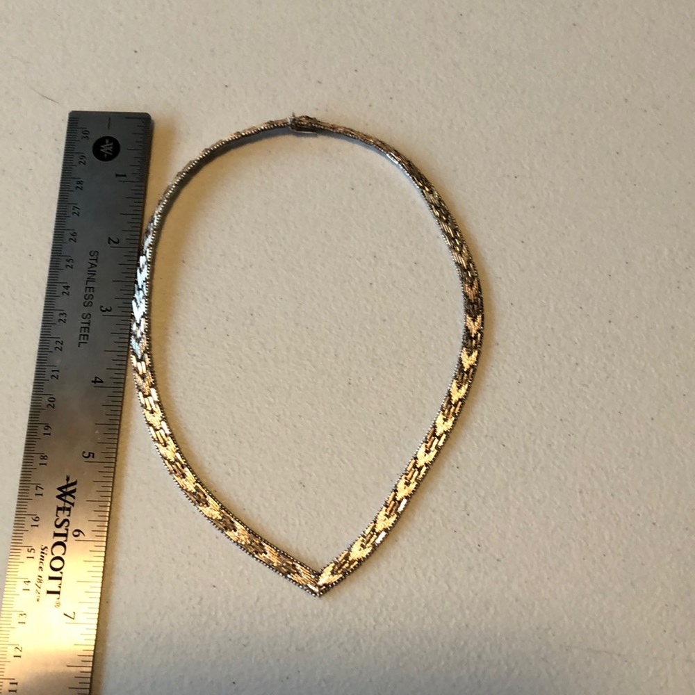 Italy 925 Sterling Silver Riccio Link V Necklace